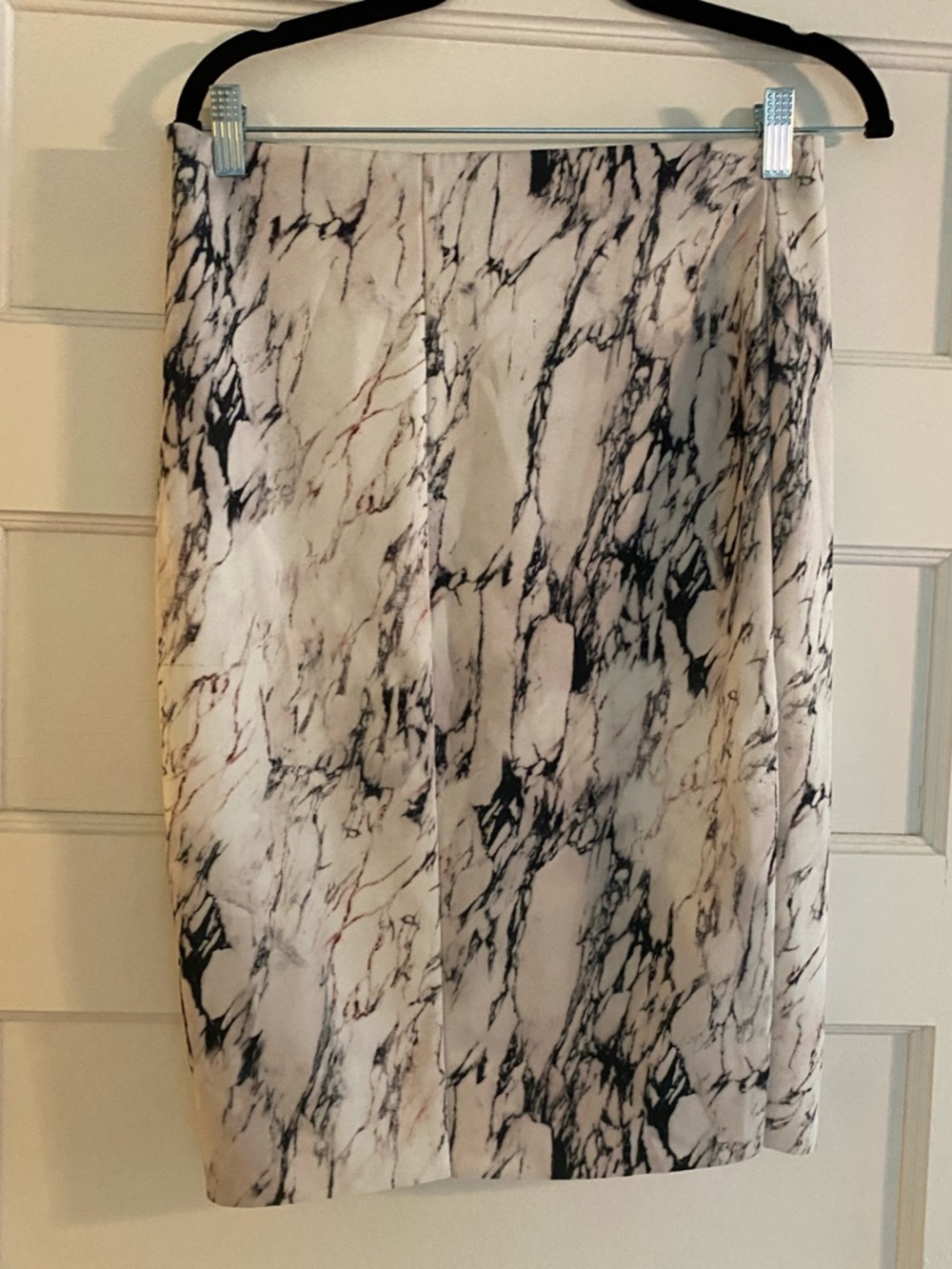 NWT Zara Marble-Print Pencil Skirt in Cream and Black